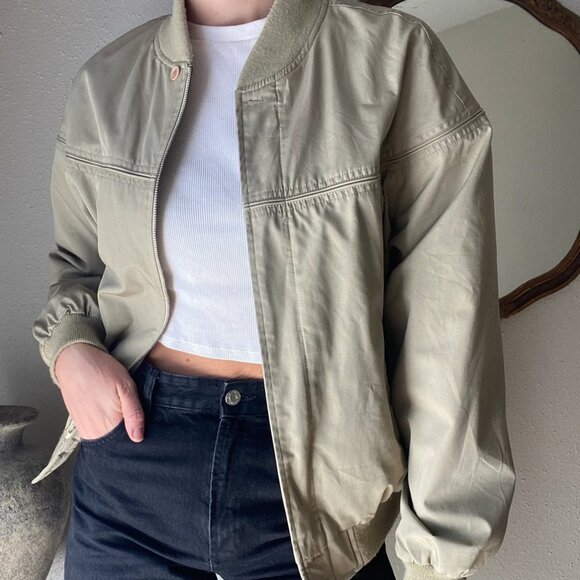 Vintage Oversized Beige Chore Bomber Jacket - Picture 2 of 10